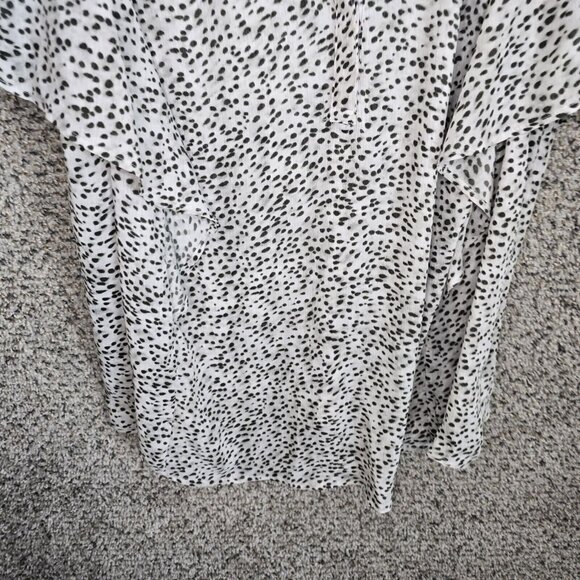 Chaps Top Womens Plus 1X White Sheer Crinkle Blouse V-Neck Flutter Sleeve Ladies - Picture 5 of 7